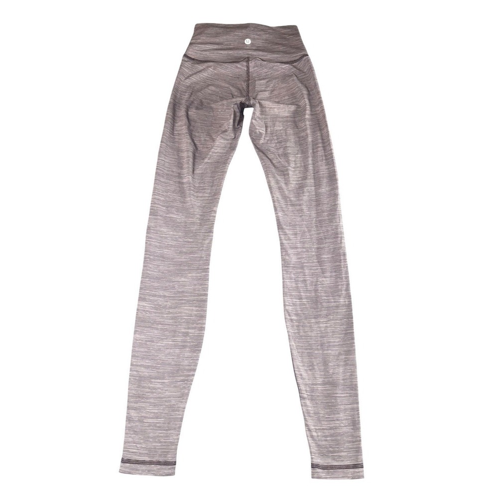 LULULEMON Women's Size 2 High Rise Yoga Leggings Purple Stripe Stretch 28in - Picture 3 of 10